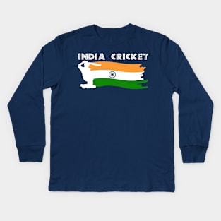 India Cricket With Indian Flag Kids Long Sleeve T-Shirt